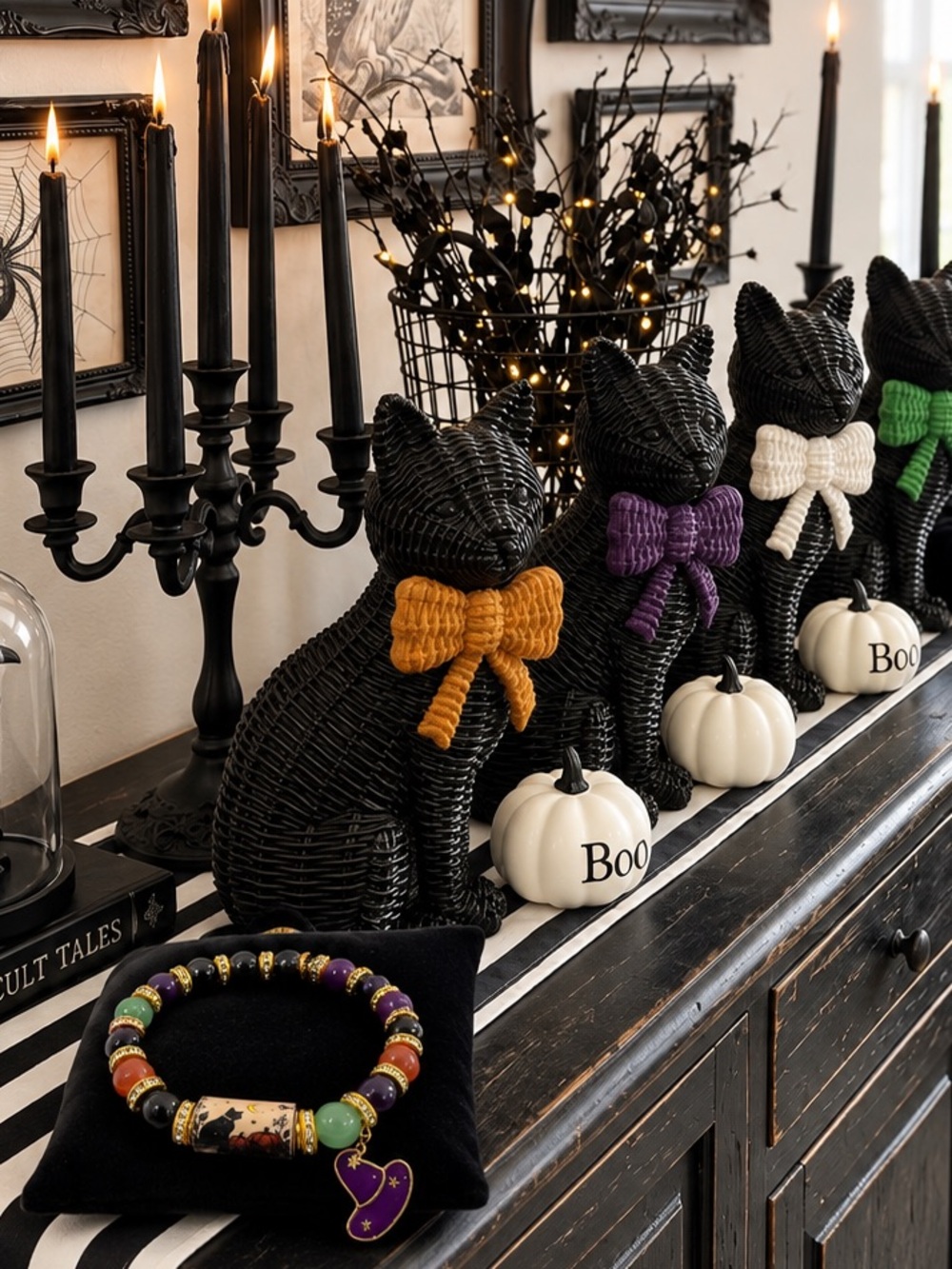 ⭐️Available Sunday Black Cat 🐈‍⬛ Halloween Gemstone Bracelet